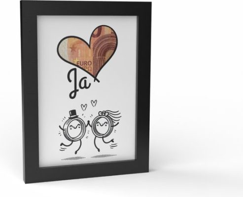Geld cadeau bruiloft - Hartjeslijstje met bankbiljetten