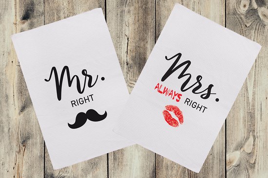 Goedkoop kado bruiloft - Mr & Mrs Theedoeken
